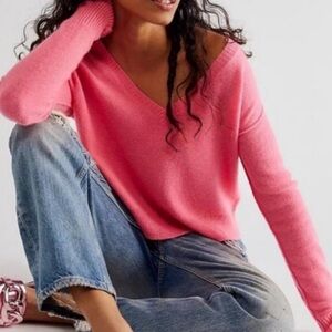 Free People Stellar Cashmere Pullover Sweater Sugar Coral Size Small